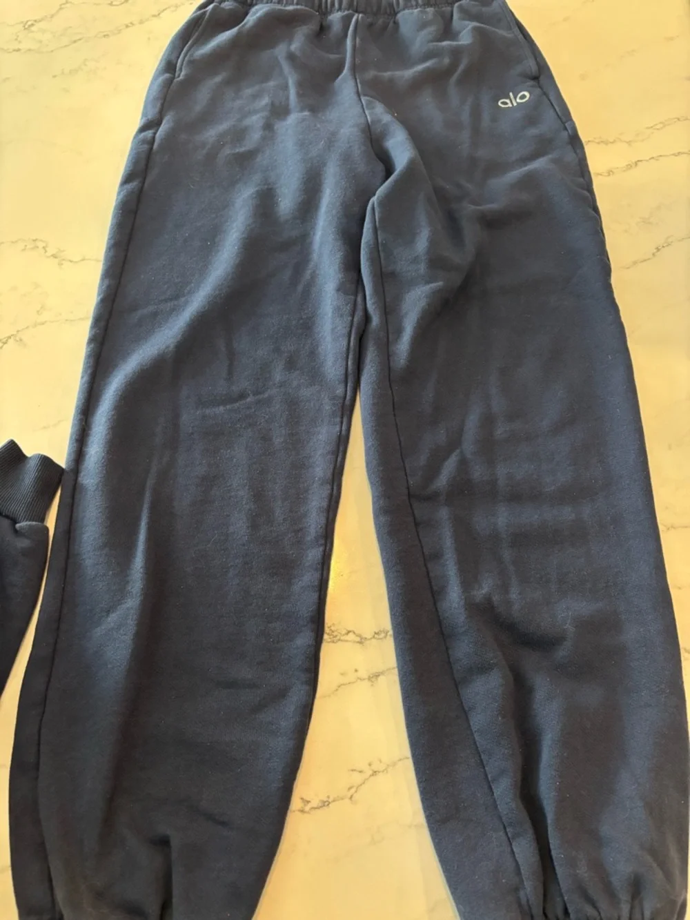 ALO Yoga Navy Relaxed Track Joggers and Hooded Sweatshirt Set